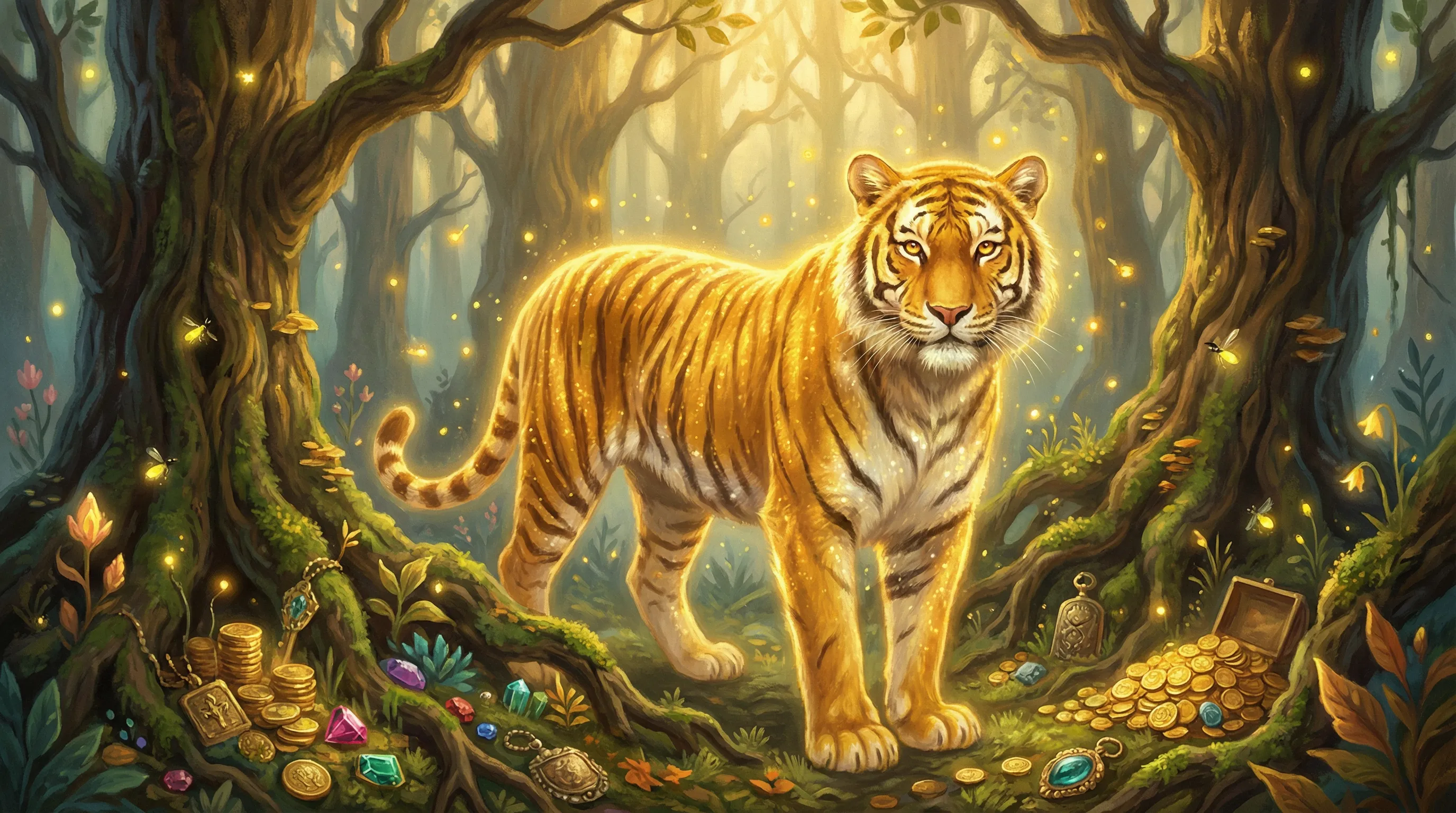 Tigre dourado da fortuna com moedas mágicas no Verabet
